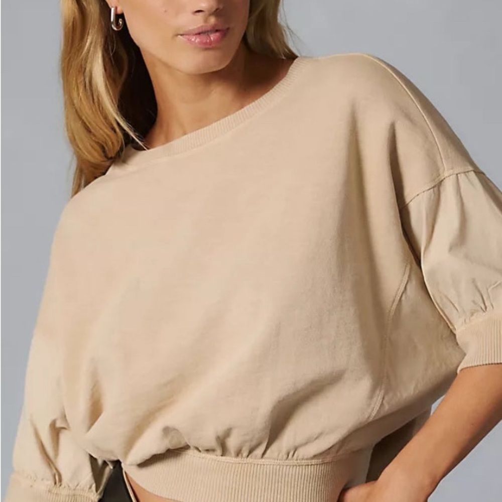 Anthropologie Pilcro Mixed Fabrics cropped batwing sweatshirt